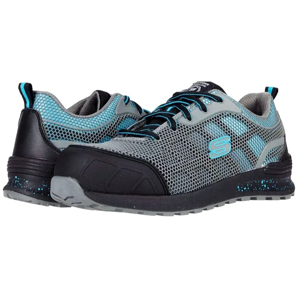 Skechers : size 8 : blue, black & grey ‘bulkin-lyndale’ steel-toe work sneakers
